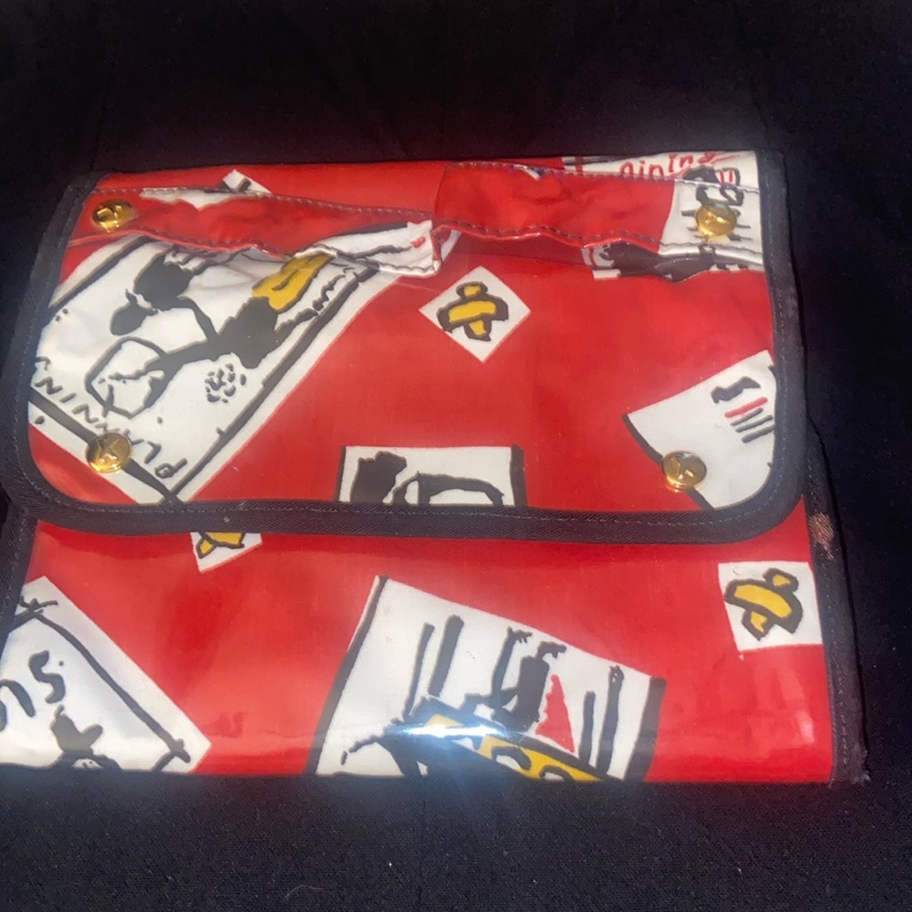 PALOMA PICASSO Vinyl Travel Bag Red VTG 1980s